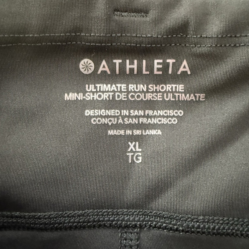 Athleta Ultimate Run Shortie Size XL Black Running Shorts‎ Biker - Picture 4 of 7